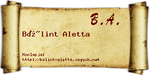 Bálint Aletta névjegykártya