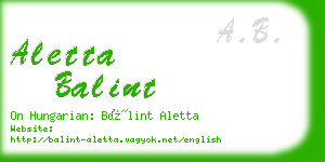 aletta balint business card